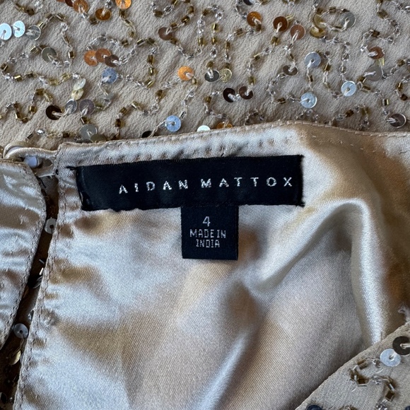 Aidan Mattox Gold Sequin Cold Shoulder Mini Dress Size 4 NWT - Picture 7 of 10